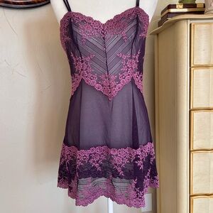 Wacoal Lace Chemise in Deep Purple and Soft Pink